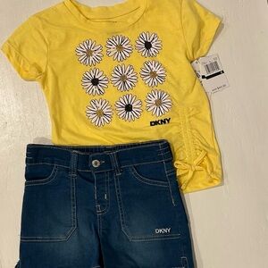 DKNY Yellow Kids Tee with Daisy Print
